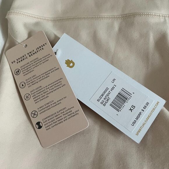 NWT Light Peach/Cream Spiritual Gangster Biker Yoga Shorts Size XS - Picture 7 of 8